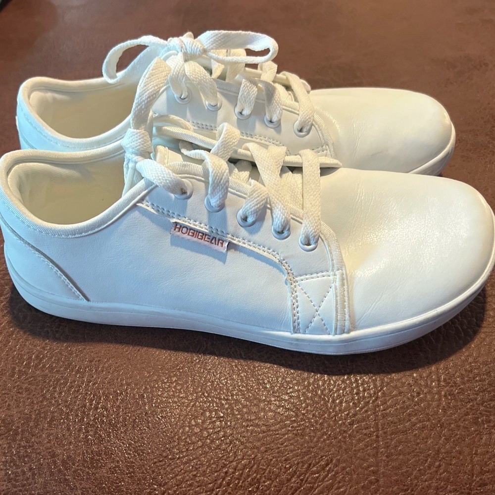Hobibear White Barefoot Sneakers Wide Toe Box Minimalist Shoes GS8073G 8.5